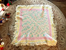 Crocheted baby blanket 34" square multicolor top quality excellent
