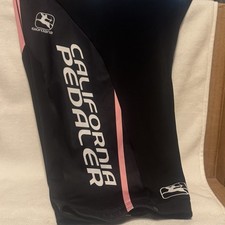 Pantaloncini ciclismo Giordano California pedaliera XL nero rosa righe bianche scritte