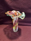 Vintage Colored Murano-style Hand Blown art glass Bud Flower vase Display Piece