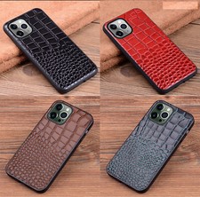 Genuine Leather Case for iPhone 17 16 15 14 13 12 Pro Max Plus Crocodile Cover
