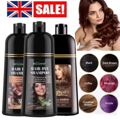 500ml Permanent Instant Hair Dye Color Shampoo MOKERU Argan Oil Hair Coloring UK