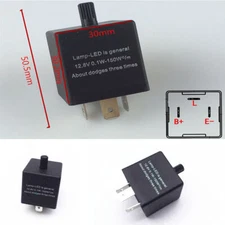 Waterproof 3 Pin Flasher Relay Adjustable for 12V Car Turn Signal LED Light Bulb