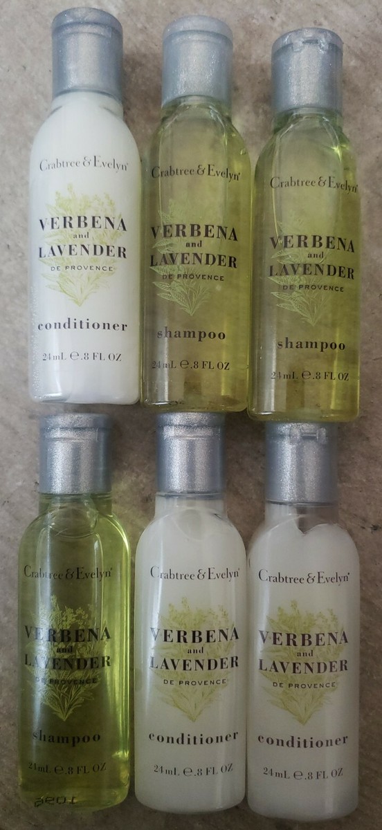 Crabtree & Evelyn VERBENA & LAVENDER 3 Shampoo & 3 Conditioner 0.8
