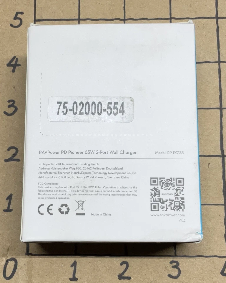 Cargador rápido USB C RAVPower PD3.0 65W GaN Tech 2 puertos - negro Foto 3 de 3