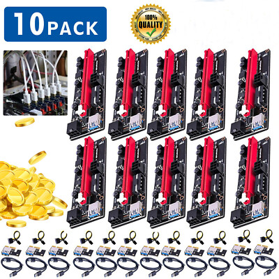 10PACK PCI-E 1x to 16x Powered USB3.0 GPU Riser Extender Adapter Card VER 009s