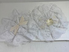 Vtg 1990's Hair Clip Comb White Satin Floral Lace Trim Victorian Bow Large 2