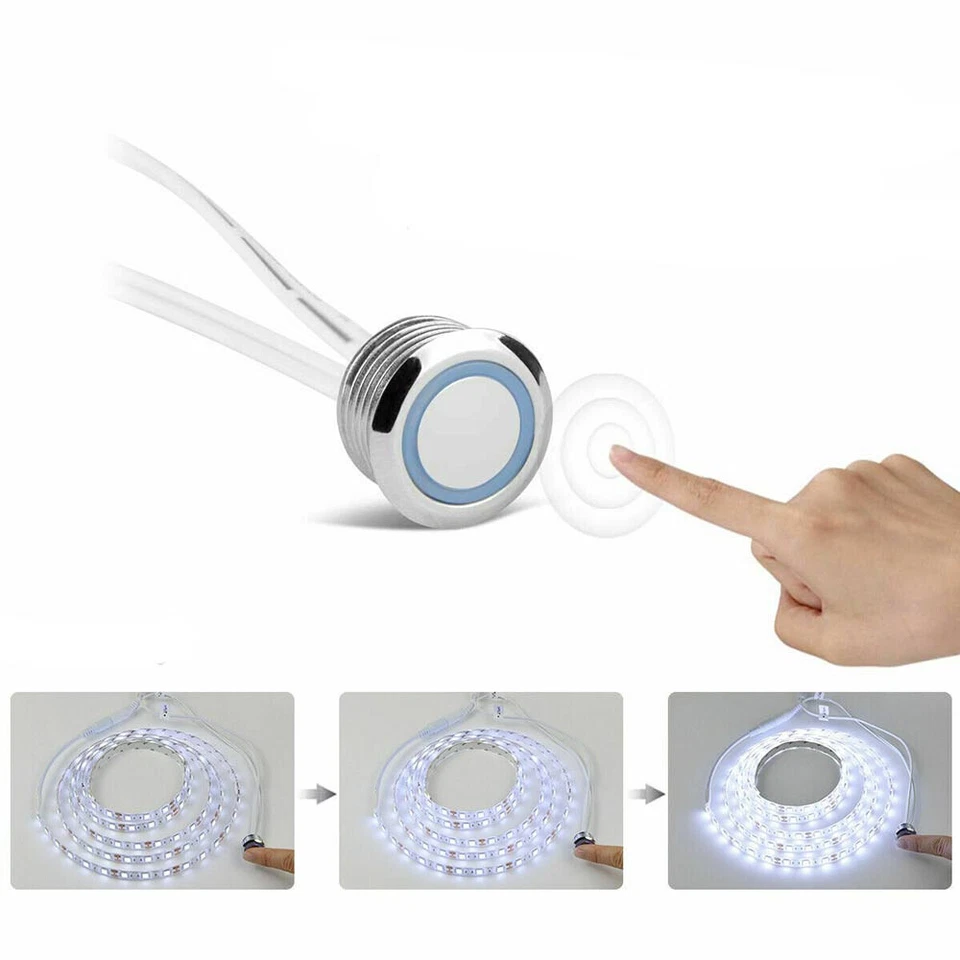 Sensore interruttore touch x luci strip led pulsante per mobilida incasso 12/24v - Immagine 3 di 4