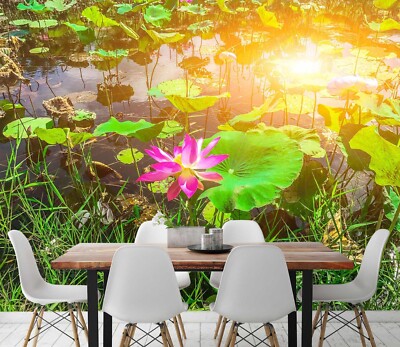 3D Lotusteich M4262 Tapete Wandbild Selbstklebend Abnehmbare Aufkleber Romy