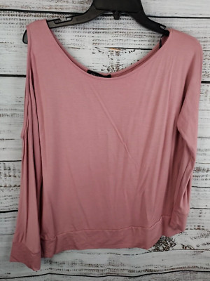 Gibson Look Top Women s Small One Cold Shoulder Long Sleeve Top Blouse Pink