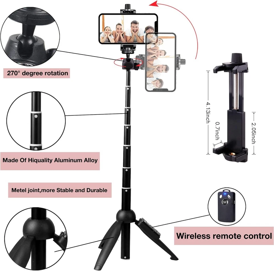 Bluehorn All in One Portable 40 Inch Aluminum Alloy Selfie Stick, Phone Tripod - Image 2 of 4