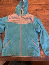 The North Face Hooded Denali Jacket Youth Blue Teal Turquoise Large 14-16
