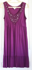 NWOT Women's Small LOFT Dark Pink/Purple w/ Beaded Bib Sleeveless Dress