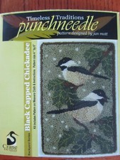 Timeless Traditions punchneedle by Jan Mott "Black Capped Chickadee"