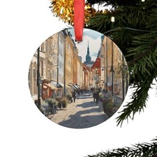 GOTHENBURG SWEDEN, Goteborg Street Scene, Swedish Travel, Personalized Ornament