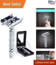 Elegant Butterfly Open Double Edge Safety Razor with Travel Case - Clean Shave