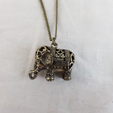 Accessorize Brass Coloured Elephant Long Chain Necklace