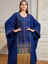 Dubai Tassel Abaya Embroidery Kaftan Women Muslim Dress Caftan Robe Moroccan New