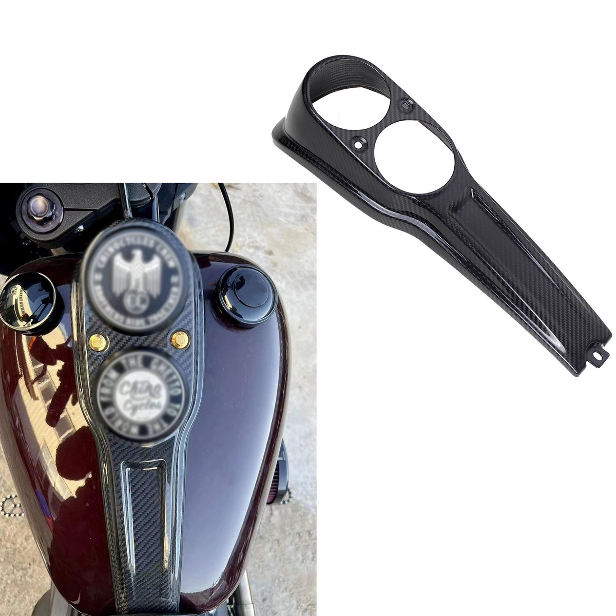 Carbon Fiber Dash Panel Gas Tank Trim Cover for Harley Low Rider