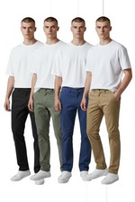 Mens Cotton Slim Fit Stretchy Flat Front Chino Pants Premium Trouser Joss 04