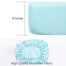 Brushed Microfiber Fitted Crib Sheet Aqua   Soft, Breathable, 28x52  8 Pocket