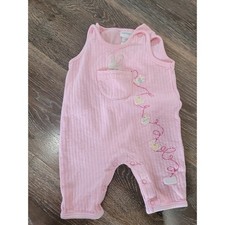Vintage Carters Pink Ribbed Bunny Embroidery Romper Jumpsuit Baby Girl 0-3 8