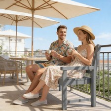 Outdoor HDPE Garden Bench 2-Person Patio Chair All-Weather Gray 528 lbs Capacity