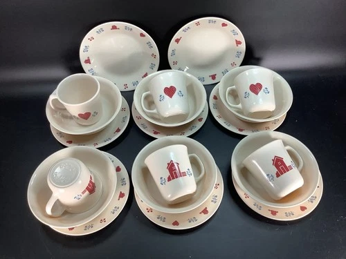 Corelle HOMETOWN 20 Dishes Mixed Lot 6 Mugs, 6 Cereal/Soup Bowls, 8 Bread Plates