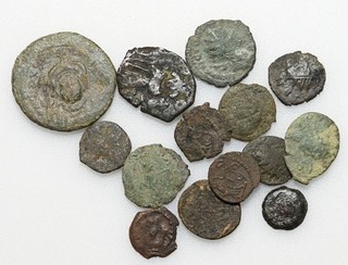 Mixed lot of 14 Ancient Greek Roman and Byzantine coins some uncleaned
