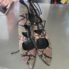 And/Or John Lewis Snake Strappy Lace-Up Pointed Stiletto Heels/court shoes UK 8