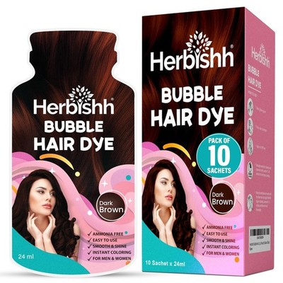 Herbishh Hair Color Shampoo Wine Red Ammonia Free Gray Coverage 10+1 Pack