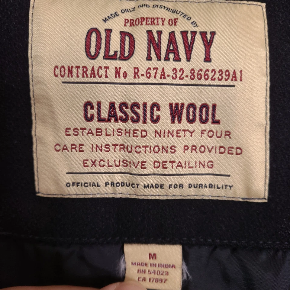 Old Navy Utility Military Field Coat Jacket Men Medium Charcoal Black Wool Blend - Image 3 of 4