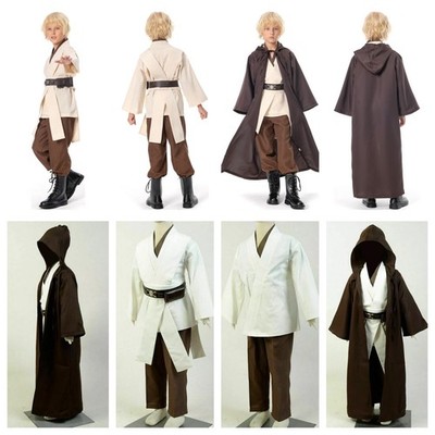 TV Wars Kids Jedi Obi Wan Kenobi Cosplay Costume Hooded Cloak Halloween party