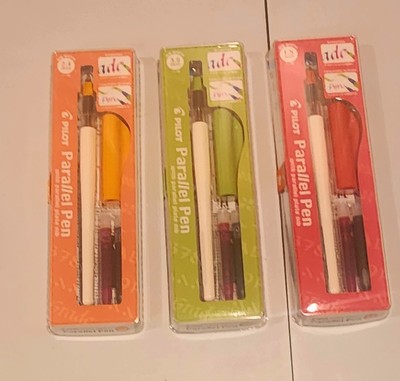 Calligraphy Pen Parallel Pilot Red GREEN Orange 2.4 write art school lot3 colors