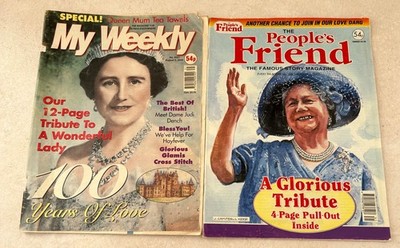 2  QUEEN ELIZABETH - THE QUEEN MOTHER -  100 YEARS  MAGAZINES - MY WEEKLY (A)