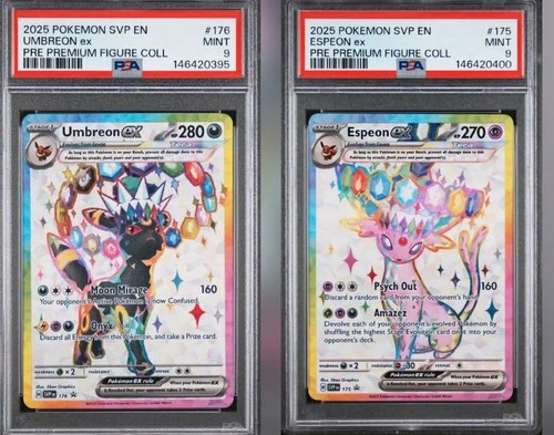 PSA 9 Set - Espeon Ex #175 & Umbreon Ex #176 Black Star Promos Pre Fig Coll 2025