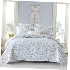 Summer Quilt King Size - 100 Cotton King Quilt King 98"x106" Blue Floral