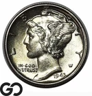 1943-D Mercury Dime Blast White Solid Gem BU++, Full Bands