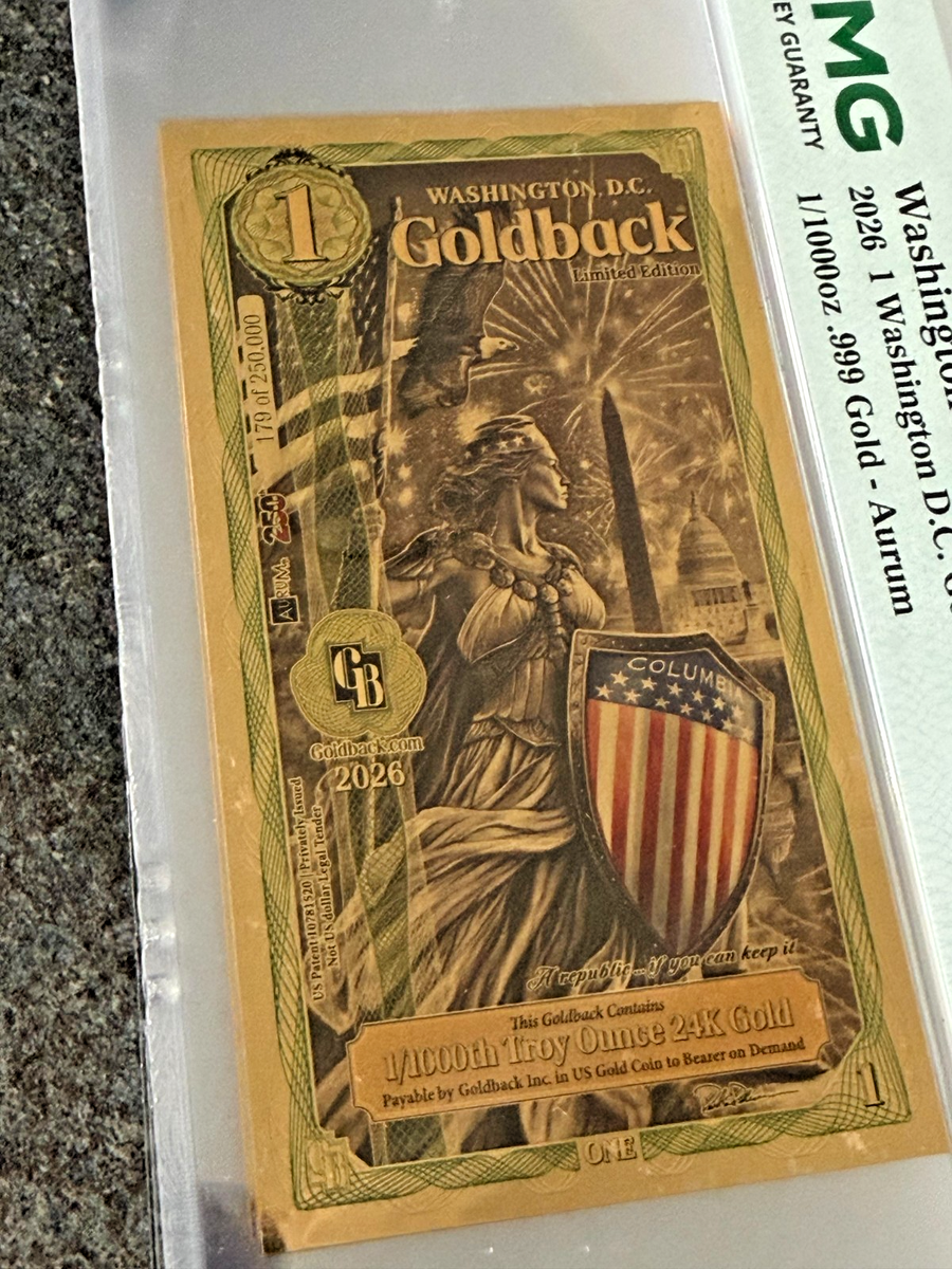 2026 Washington DC 1 Goldback PMG Graded 67 COLORIZED! Limited