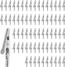 70 Pcs 50mm Silver Croc Clips 4mm Jack for Electronics & DIY