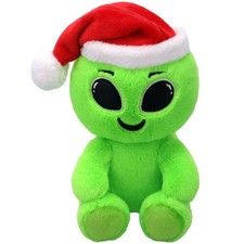 OFFICIAL TY BEANIE BOOS COMET ALIEN WITH SANTA HAT REG 6"/15CM SOFT TOY 37381