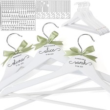 10 Pack Personalized Bride Hanger for Wedding Dress Custom Name White Wooden ...