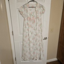 Vtg Penneys Gaymode Peignoir Robe  Nitey Sheer Nylon Chiffon Pink Rose Size M