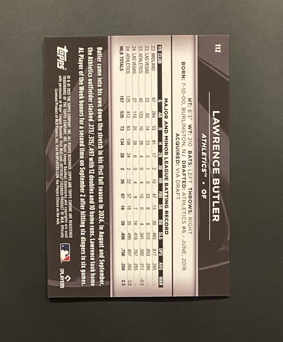 2025 Topps Chrome Black - Lawrence Butler #112 Red Refractor