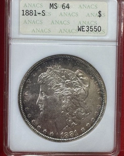 1881 S ANACS Soap Box MS64 - Toned Morgan Dollar $1 US Coin