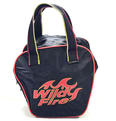VINTAGE BRUNSWICK WILD FIRE NYLON BOWLING BAG SINGLE BALL BLACK RED FLAMES 90's