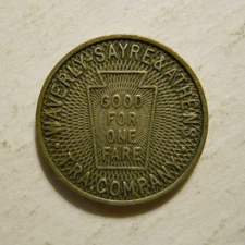 Waverly, Sayre & Athens Traction Company (New York) transit token - NY955A