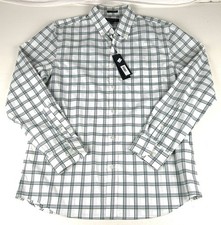 Banana Republic Men's Slim Fit Stretch Poplin Shirt, Window Check, Sz Large