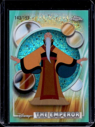 2026 Topps Chrome Disney The Emperor Aqua Mini-Diamond Refractor #/199 Mulan