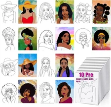 Pre Drawn for Painting for Adults 10 Pack 8X10 Without Frame Sip and Paint Ca...