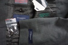 Burberry London Wool Gray Houndstooth 2 Pc Suit Jacket Pants 40R EU BRAND NEW